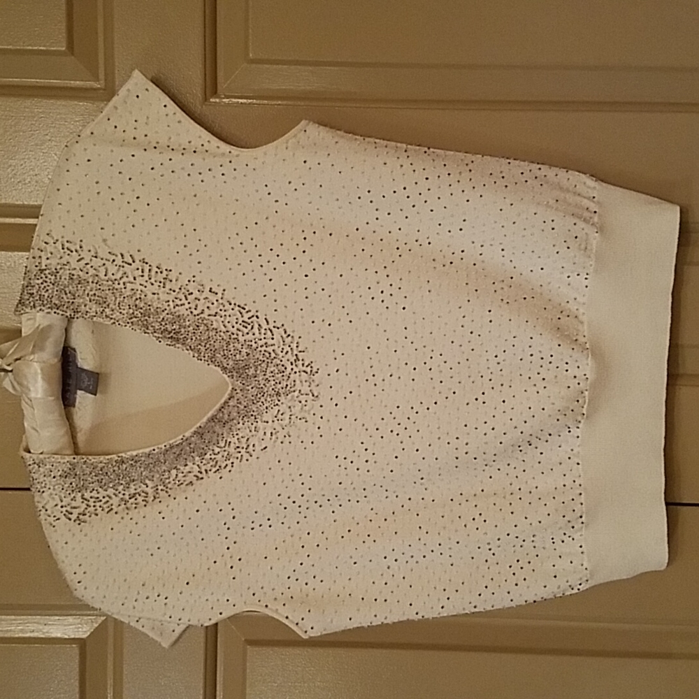 Kate Hill silk ivory beaded top